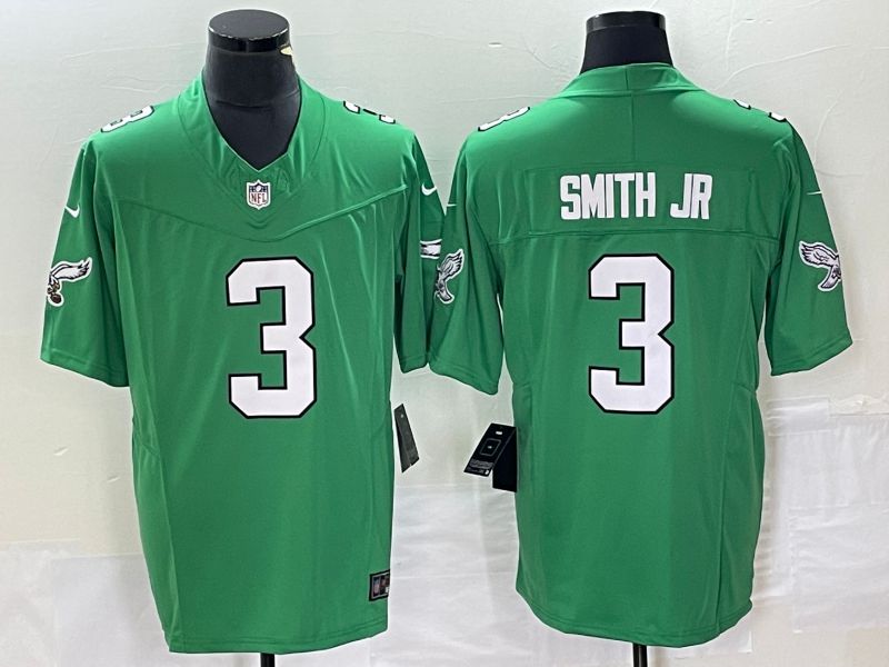Men Philadelphia Eagles #3 Smith jr Green 2023 Nike Vapor Limited NFL Jersey